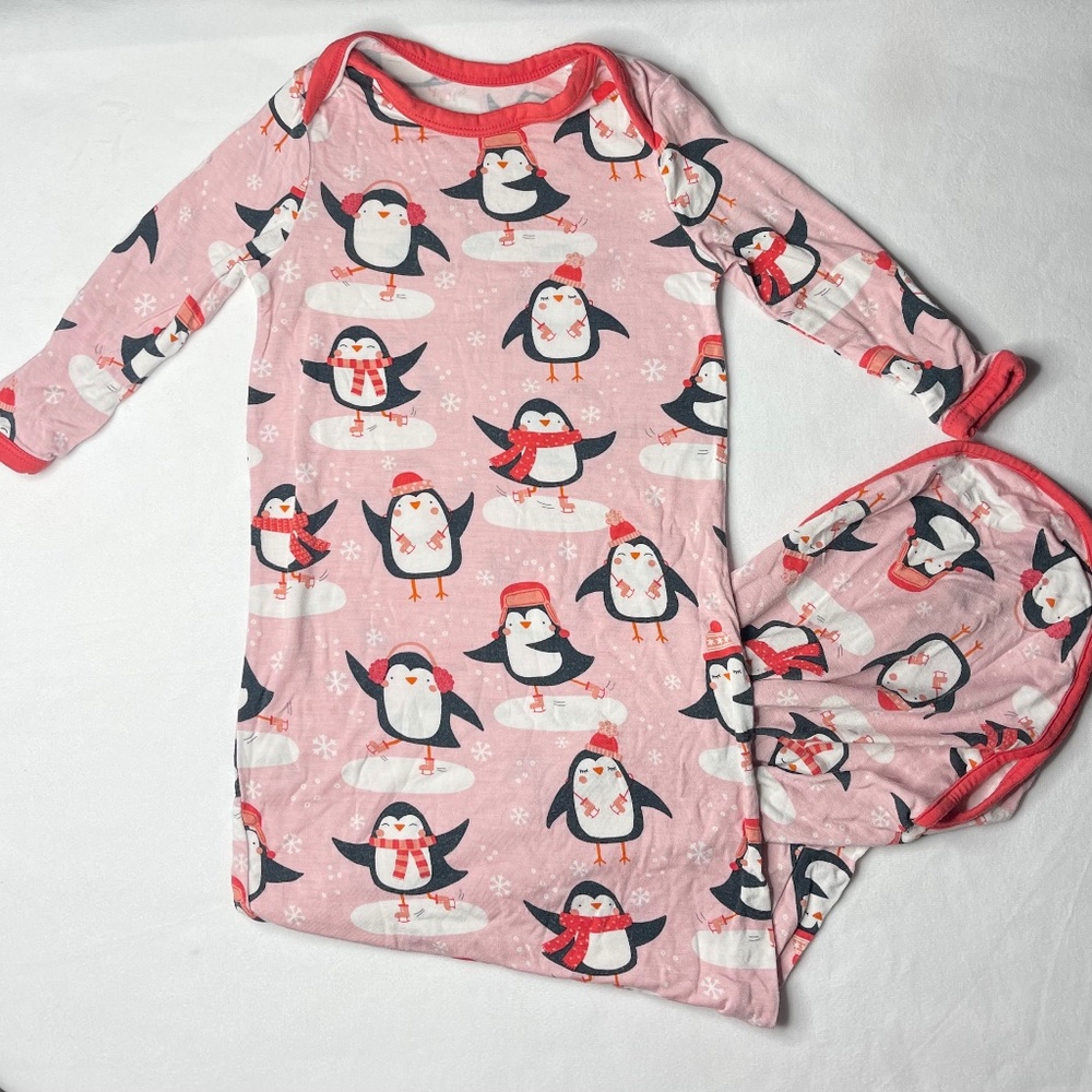 Little Sleepies LS Bamboo Pink Penguins Christmas Newborn Sleep Infant Gown
